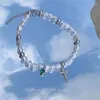 Catene gioielli di collana di perle d'imitazione irregolari per penna di cristallo a croce con strass