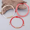 Charm Bracelets Fashion 3PCs Combination Geometric Bracelet Woven Copper Bead Red And White Corn Knot Hand Line