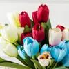 Dekorativa blommor kransar 7 blomma tulpan bukett konstgjort siden tyg blommor riktig touch hem trädgård kontor kreativt bröllop födelsedag dec