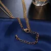 Kedjor Daxi Vintage Multilayer Crystal Pendant Chain Halsband för kvinnor 2023 Guldfärgpärlor Moon Star Horn Crescent Stainless Steel L