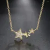 Pendant Necklaces Dainty Star For Women Short Choker Chain On Neck Gold Color Copper Wit CZ Accessories Fashion Jewelry N368