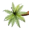 Flores decorativas 45cm 12 cabezas plantas de palmeras tropicales ramo persa artificial hojas de pared hierba de helecho de plástico árbol de selva falso para jardín