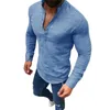 Camicie casual da uomo T-shirt slim fit in lino di cotone estivo a maniche lunghe da uomo Henley Top Fashion Holiday Beach Muscle Tee