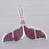 Pendant Necklaces KONGMOON Whale Tail Black Cherry Red Fire Opal CZ Silver Plated Jewelry For Women Necklace