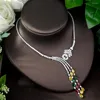 Halsband örhängen set hibride vackra CZ brud- och vattendroppdesign flerfärgade kvinnor Bruids Sieraden sätter N-1085