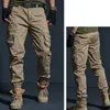 Calça masculina outono primavera khaki homens casuais táticos táticos táticos piquedalon camuflagem cargo cargo cinza exército verde multi-bolso calcário