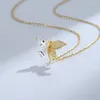 Chains N025ZFSILVER 925 Sterling Silver Fashion Luxury Trend White Zircon Gold Butterfly Necklaces For Women Wedding Chram Jewelry Gift