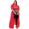 Koszula plus size topy hurtowe upuszczenie solidnego kołnierza po jednym rękawie siatka sexy street noszenie uprawa top xl-4xl szyfon