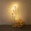 décoration or couleur LED plafonnier lustre lampe pour événement lumière LED métal passerelle support pour mariage pièce maîtresse 10 tête or scène route plomb imake668