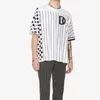 Mens T-Shirts Men's White Patchwork Printed Crewneck Short-sleeved T-shirt 68623