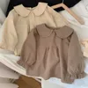 Flickans klänningar Baby Girl Dress Spring Autumn Children Clothes 2st Set Korean Kids Vest Princess Dress 1-6 år Girls Casual Loose Dress Suit W0314