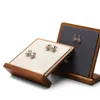 Smyckespåsar trä örhänge display stativ med mikrofiberinsatser för utställning av studsarrangörer