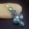 Colares pendentes Hermosa jóias misteriosas místicas verdes dicroic vidro de vidro prateado colar de charme para mulheres presentes 78mm fq119