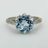 Anéis de casamento Fashion Cut Blue Round Ring for Women Tamanho do engajamento 6-10 EDWI22