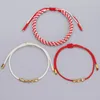 Charm Bracelets Fashion 3PCs Combination Geometric Bracelet Woven Copper Bead Red And White Corn Knot Hand Line