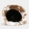 Cow Print Fisherman Hats for Women Autumn Winter Faux Fur Furry Pluch Fluffy Warm Hat Hat Wholesale HCS226
