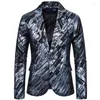 Ternos masculinos Buckle Shiny Stripe Diagonal Blazer Men projeta uma jaqueta Mensagem de moda Cantores Casa B448