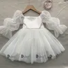 Girl's Dresses New Born Baby Girls Birthday Dress for Toddlers White Wedding Party Gown Baptism Ceremony Vestido for 3Y Infantil Clothing Kids W0314