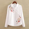 Женские блузки nvyou gou 2023 цветочная вышитая рубашка для блузки Женщины Слим белые топы с длинными рукавами офисные рубашки плюс размер