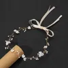 Hårklämmor Barrettes FloralBride Handgjorda trådbundna strass Kristallblomma Flexibel brudens pannband Bröllopstillbehör Kvinnor Jewelyhair