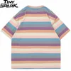 Męskie tshirts Men Hip Hop Streetwear Tshirt Vintage Retro Striped T Shirt HARAJUKU BAWA CAŁO