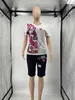 2023 Kvinnor Tracksuits Two Piece Set Short Sleeve Print T-shirts Suit Summer Women Kläder Fashion Print 2 Piece Shorts Set