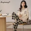 Vêtements de nuit pour femmes Automne Hiver Coréen Kawaii Pyjama Ensemble pour femmes Pyjamas Coton À Manches Longues Grand Pijamas Mode Plus La Taille 4xl 5xl 230317