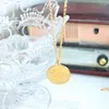 Colar de colar de pendente colar de moedas de anjo para mulheres coreanas de moda do dia dos namorados presentes de aço inoxidável ouro jóias de designer de luxo banhado