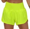 L-18 Shorts esportivos de secagem rápida femininos casuais fitness falso de duas peças à prova de luz forrado leggings de ioga corrida golfe 302v