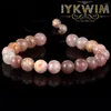 Strand Natural Stone Armband Pink Opals Pärlor Justerbart flätade rep Bangles smycken gåva för män kvinnor vänskap 6 8m