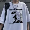 Mens Tshirts harajuku tshirt jujutsu kaisen tryckt unisex kort ärm t shirt cool tecknad anime casual tshirt manlig streetwear topps 230317