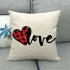 Pillow Creative Red Plaid Love Heart Lolita Cover Linen Lovers Sofa Chair Wedding Decorative Pillows Case