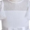 Abiti da ragazza ragazza principessa vestito in pizzo vintage lungo bambino garza floreale vestido prua bianca feste di compleanno avorio abiti da bambino 4-13y w0314