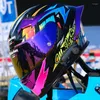 Caschi moto Malushen Casco protettivo integrale in ABS di alta qualità di personalità classica Colore Big Wing Double Lens Professional Racing