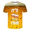 T-shirt da uomo T-shirt 3D Birra/hamburger/poker Hip-hop O-Collo Manica corta Uomo/donna Top stampato