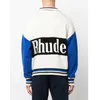 Blue White Colorblock Jacquard Knitted Sweatshirts Men Women High Quality Casual Button Lapel Sweater Pullover