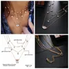 Chains DAXI Vintage Multilayer Crystal Pendant Chain Necklace For Women 2023 Gold Color Beads Moon Star Horn Crescent Stainless Steel L