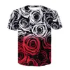 Men's T-skjortor 2023 Vackra blommor tryck T-shirt för män/kvinnor Summer Tees 3D TShirts Tops Fashion Funny Mens Clothing Dropship