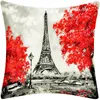 Yastık Modern Keten Romantik Paris Londra Kapak Eyfel Kulesi Büyük Ben Baskı Yastıkları Kılıf Valentine Lovers Sofa Atma