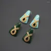 Kolczyki stadnorskie Huanzhi 2023 Spring Summer Rose Flowers Owalny Zielony Niebieski Olej Oil Studs For Women Girls Trendy Biżuter