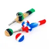 Coloré Multifonction Silicone Pipes Herbe Tabac En Verre Filtre Cuillère Multihole Bol Portable Plates-formes Pétrolières 10 MM Ongles Pointe Paille Pipes Fumer Porte-Cigarette DHL