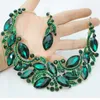 Naszyjne kolczyki Zestaw Zestawy Zestawy Rhinestone Crystal Women Wedding Party Prom Pageant Bridal Jewelry Derss Green Color Choker