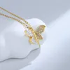 Chains N025ZFSILVER 925 Sterling Silver Fashion Luxury Trend White Zircon Gold Butterfly Necklaces For Women Wedding Chram Jewelry Gift