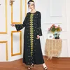 Etnische kleding Mode voor dames geborduurd Lange lente en herfstkleed Muslim rok Fraked Abaya Dubai -jurken