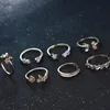 Cluster Rings Fashion Temperament Street Pography Jewelry Ring Farterfly Flower Wedding Opening Justerbar Joint 7 Piece Set