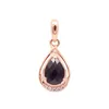 Kettingen 585 Purple Gold ingelegde Mini Water Drop Sapphire Pendant 14K Rose ketting Eenvoudige en prachtige damesjuwelen