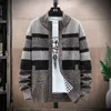 Heren truien winter patchwork gestreepte trui mannen lente herfst fleece dikke warme zip vest jasjasers