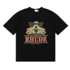 2023 Tasarımcı T Shirt Rhude Shirtler Yaz Erkek Gömlekleri Günlük Kısa Kollu Kadınlar Rhudes Tasarımcıları Erkekler Üstleri T-Shirts Giyim ABD Boyutu S-XXL