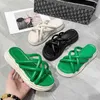 Slippers Women's Slippers 2023 Summer New Cross-Tie Round Toe Open Toe Flip-Flops Casual Luxury Versatile Roman Platform Basic Slippers Z0317