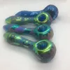 Latest Colorful Rainbow Portable Style Pipes Thick Glass Dry Herb Tobacco Spoon Bowl Filter Oil Rigs Handpipes More Patterns Hand Bong Smoking Cigarette Holder DHL